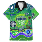 Canberra Raiders Rugby Hawaiian Shirt Australian Aboriginal Dot Painting Style