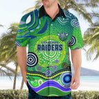 Canberra Raiders Rugby Hawaiian Shirt Australian Aboriginal Dot Painting Style