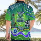 Canberra Raiders Rugby Hawaiian Shirt Australian Aboriginal Dot Painting Style