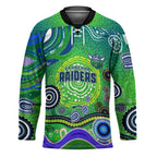 Canberra Raiders Rugby Hockey Jersey Australian Aboriginal Dot Painting Style