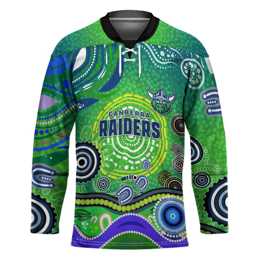 Canberra Raiders Rugby Hockey Jersey Australian Aboriginal Dot Painting Style