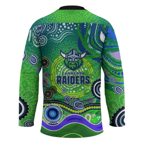 Canberra Raiders Rugby Hockey Jersey Australian Aboriginal Dot Painting Style