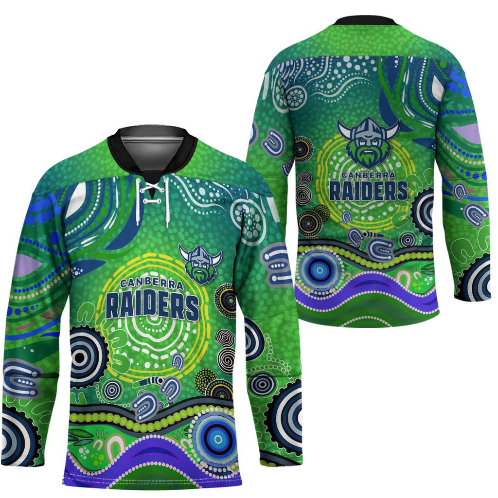 Canberra Raiders Rugby Hockey Jersey Australian Aboriginal Dot Painting Style