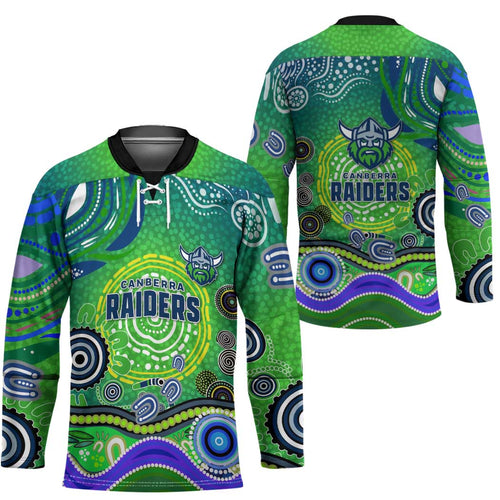 Canberra Raiders Rugby Hockey Jersey Australian Aboriginal Dot Painting Style