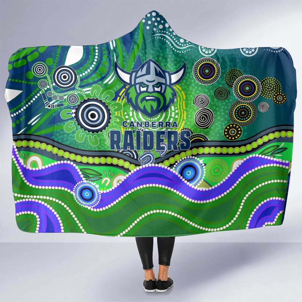 Canberra Raiders Rugby Hooded Blanket Australian Aboriginal Dot Painting Style