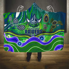Canberra Raiders Rugby Hooded Blanket Australian Aboriginal Dot Painting Style