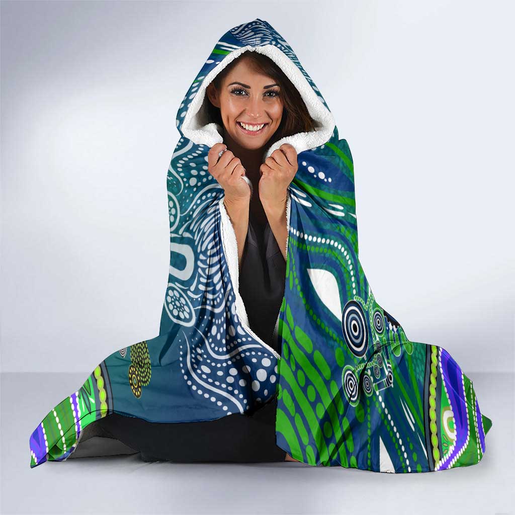 Canberra Raiders Rugby Hooded Blanket Australian Aboriginal Dot Painting Style