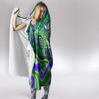 Canberra Raiders Rugby Hooded Blanket Australian Aboriginal Dot Painting Style