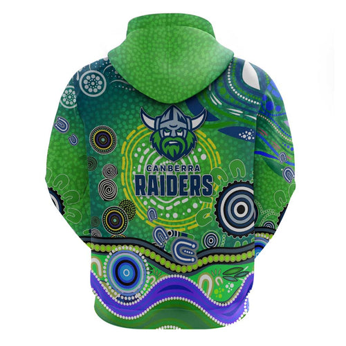 Canberra Raiders Rugby Hoodie Australian Aboriginal Dot Painting Style