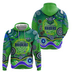 Canberra Raiders Rugby Hoodie Australian Aboriginal Dot Painting Style