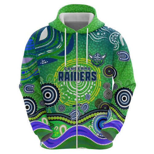 Canberra Raiders Rugby Hoodie Australian Aboriginal Dot Painting Style