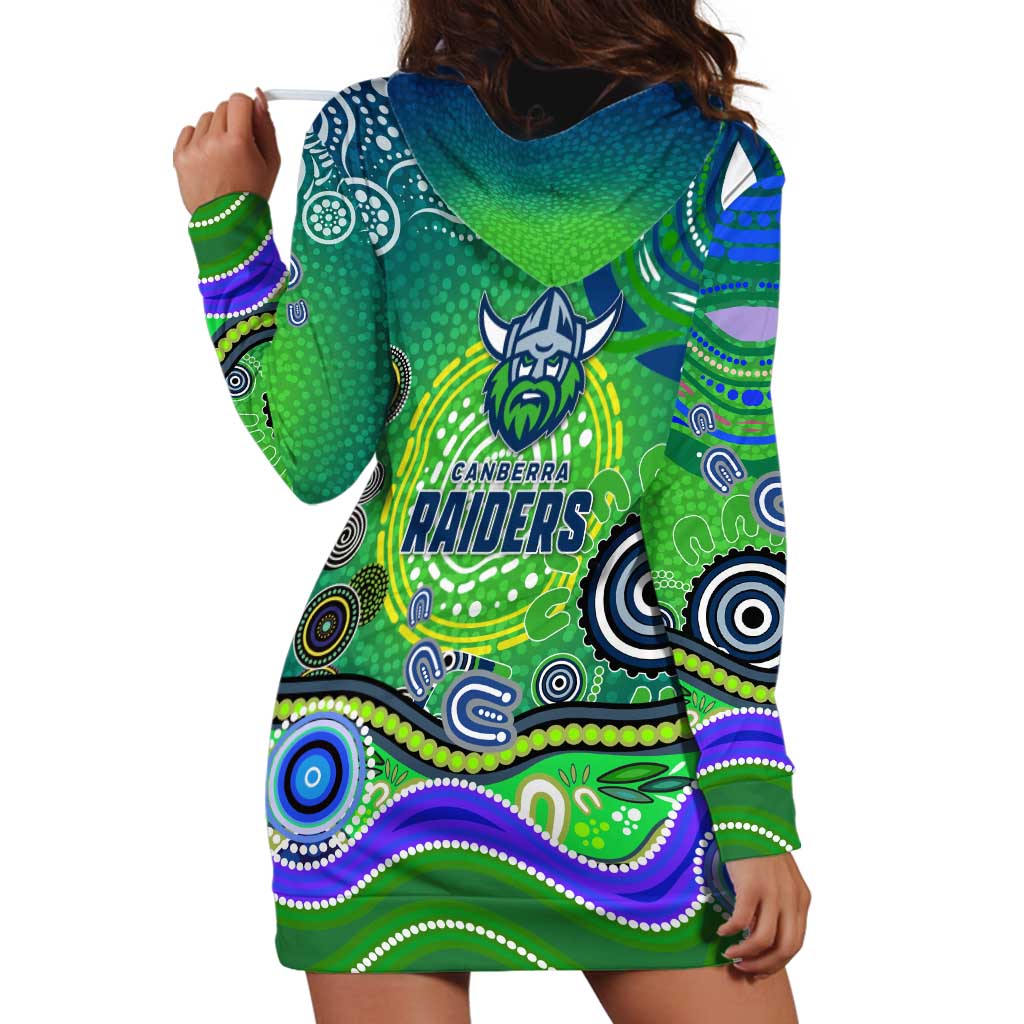 Canberra Raiders Rugby Hoodie Dress Australian Aboriginal Dot Painting Style