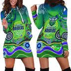 Canberra Raiders Rugby Hoodie Dress Australian Aboriginal Dot Painting Style