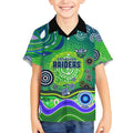 Canberra Raiders Rugby Kid Hawaiian Shirt Australian Aboriginal Dot Painting Style