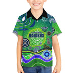 Canberra Raiders Rugby Kid Hawaiian Shirt Australian Aboriginal Dot Painting Style