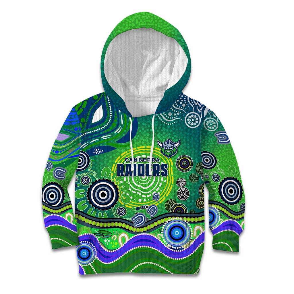 Canberra Raiders Rugby Kid Hoodie Australian Aboriginal Dot Painting Style