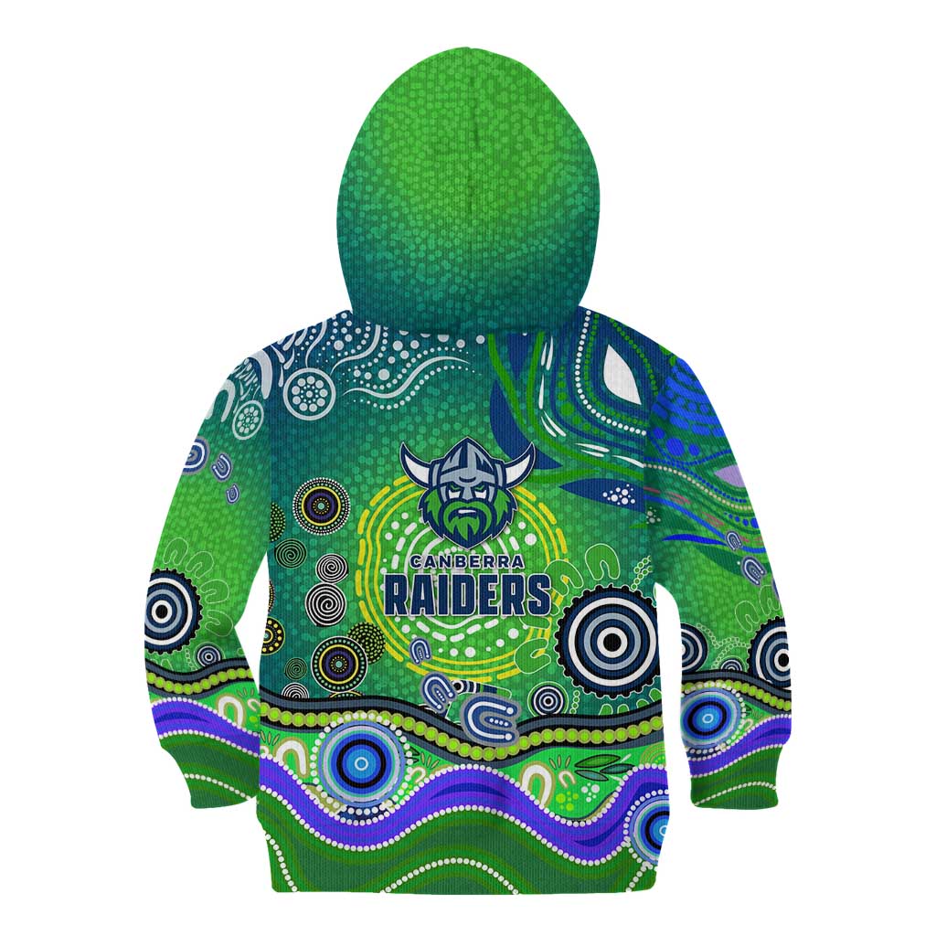 Canberra Raiders Rugby Kid Hoodie Australian Aboriginal Dot Painting Style