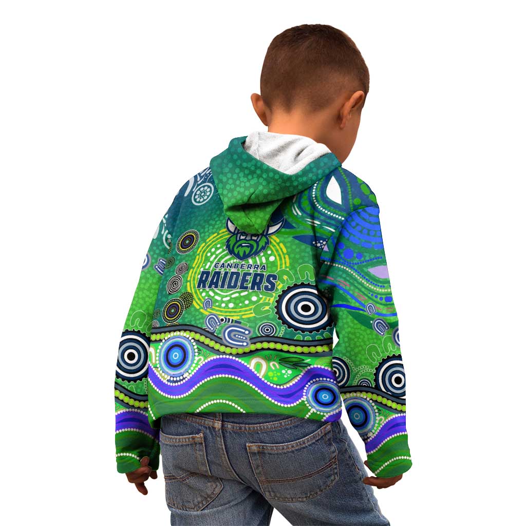 Canberra Raiders Rugby Kid Hoodie Australian Aboriginal Dot Painting Style