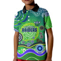 Canberra Raiders Rugby Kid Polo Shirt Australian Aboriginal Dot Painting Style