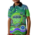 Canberra Raiders Rugby Kid Polo Shirt Australian Aboriginal Dot Painting Style