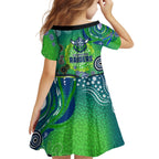 Canberra Raiders Rugby Kid Short Sleeve Dress Australian Aboriginal Dot Painting Style