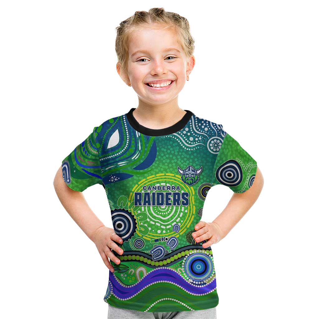Canberra Raiders Rugby Kid T Shirt Australian Aboriginal Dot Painting Style
