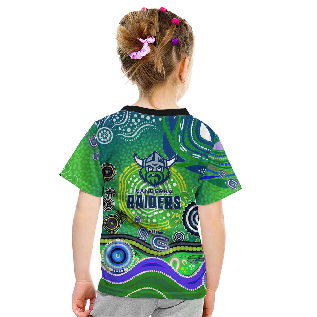 Canberra Raiders Rugby Kid T Shirt Australian Aboriginal Dot Painting Style