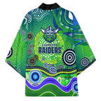 Canberra Raiders Rugby Kimono Australian Aboriginal Dot Painting Style