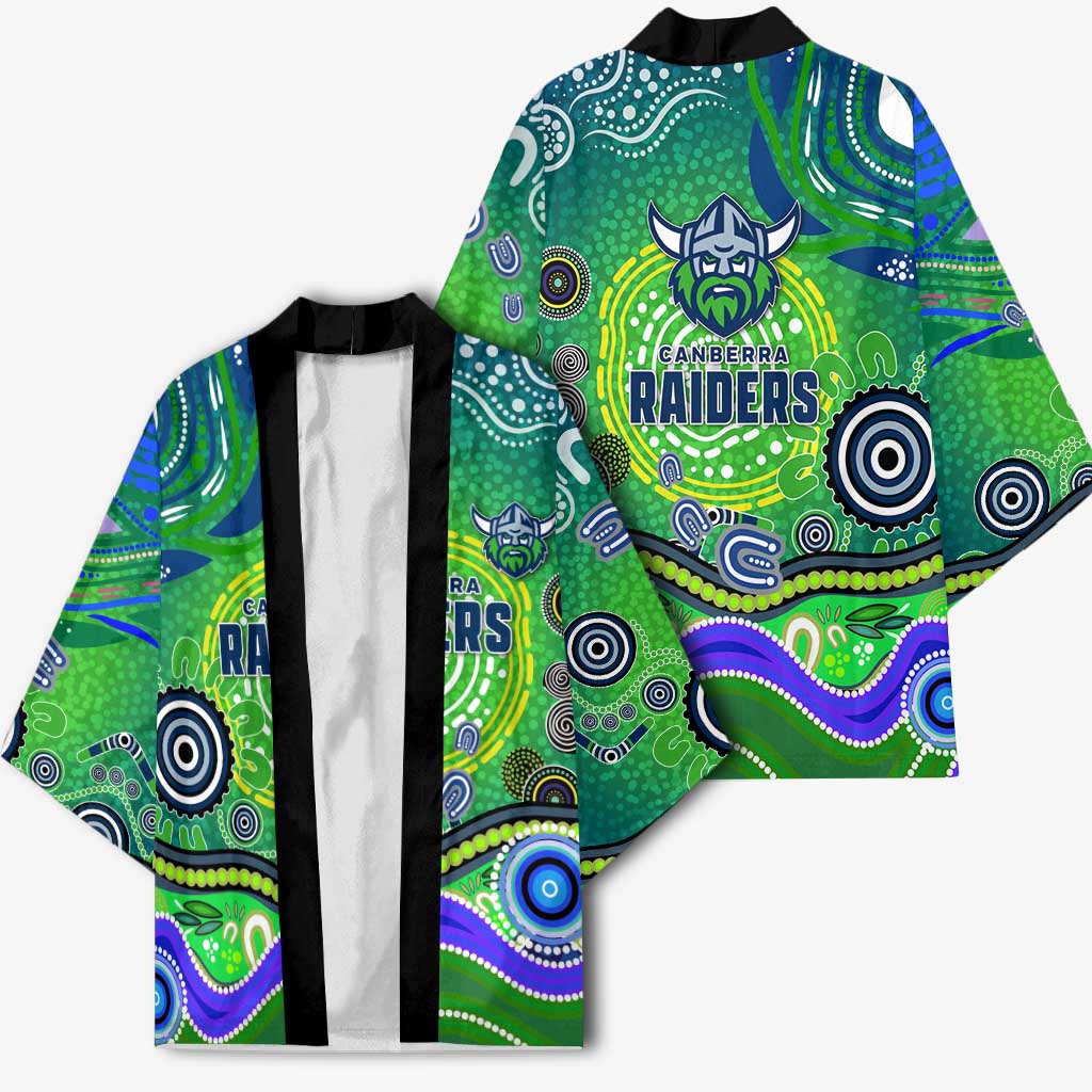 Canberra Raiders Rugby Kimono Australian Aboriginal Dot Painting Style