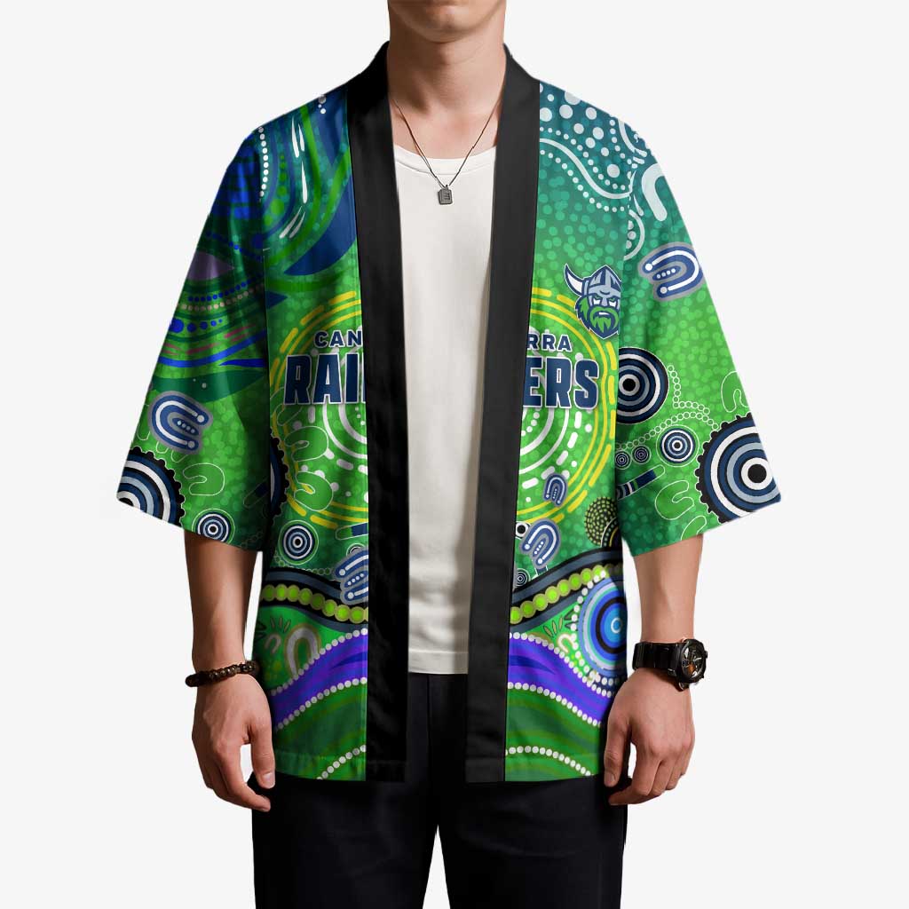 Canberra Raiders Rugby Kimono Australian Aboriginal Dot Painting Style
