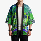 Canberra Raiders Rugby Kimono Australian Aboriginal Dot Painting Style