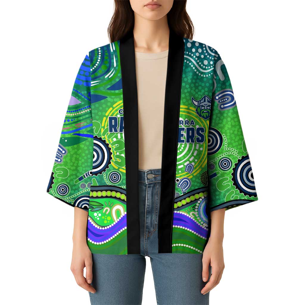 Canberra Raiders Rugby Kimono Australian Aboriginal Dot Painting Style