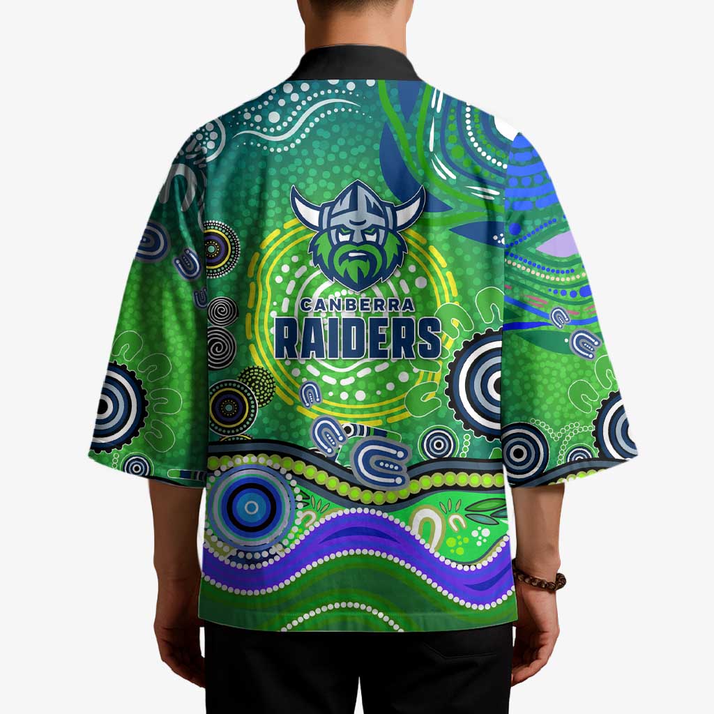 Canberra Raiders Rugby Kimono Australian Aboriginal Dot Painting Style