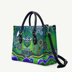 Canberra Raiders Rugby Leather Bag Australian Aboriginal Dot Painting Style