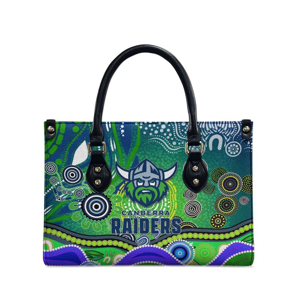 Canberra Raiders Rugby Leather Bag Australian Aboriginal Dot Painting Style