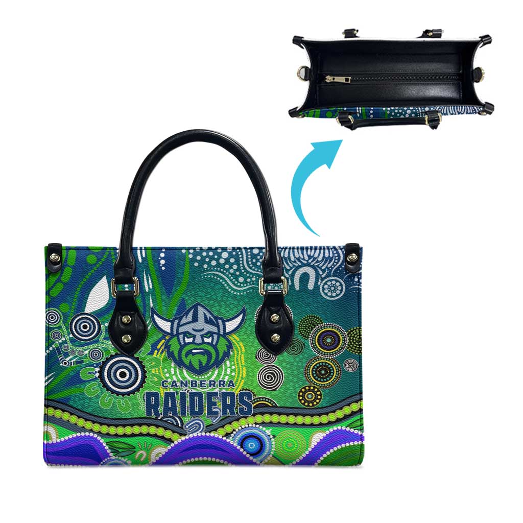 Canberra Raiders Rugby Leather Bag Australian Aboriginal Dot Painting Style