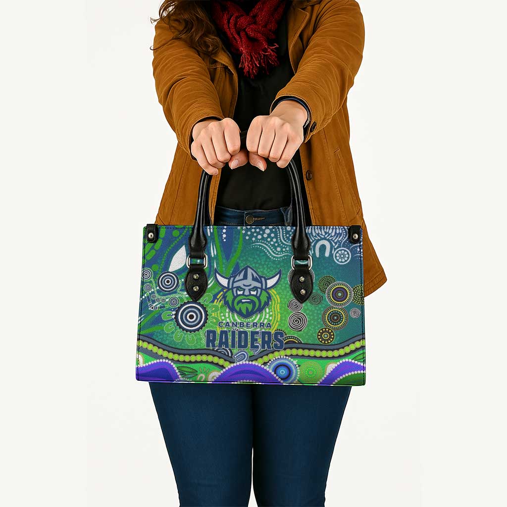 Canberra Raiders Rugby Leather Bag Australian Aboriginal Dot Painting Style