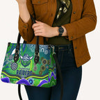 Canberra Raiders Rugby Leather Bag Australian Aboriginal Dot Painting Style