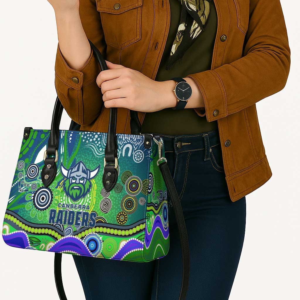 Canberra Raiders Rugby Leather Bag Australian Aboriginal Dot Painting Style