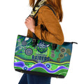 Canberra Raiders Rugby Leather Tote Bag Australian Aboriginal Dot Painting Style