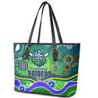Canberra Raiders Rugby Leather Tote Bag Australian Aboriginal Dot Painting Style