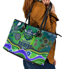 Canberra Raiders Rugby Leather Tote Bag Australian Aboriginal Dot Painting Style