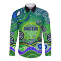 Canberra Raiders Rugby Long Sleeve Button Shirt Australian Aboriginal Dot Painting Style