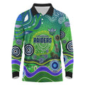Canberra Raiders Rugby Long Sleeve Polo Shirt Australian Aboriginal Dot Painting Style