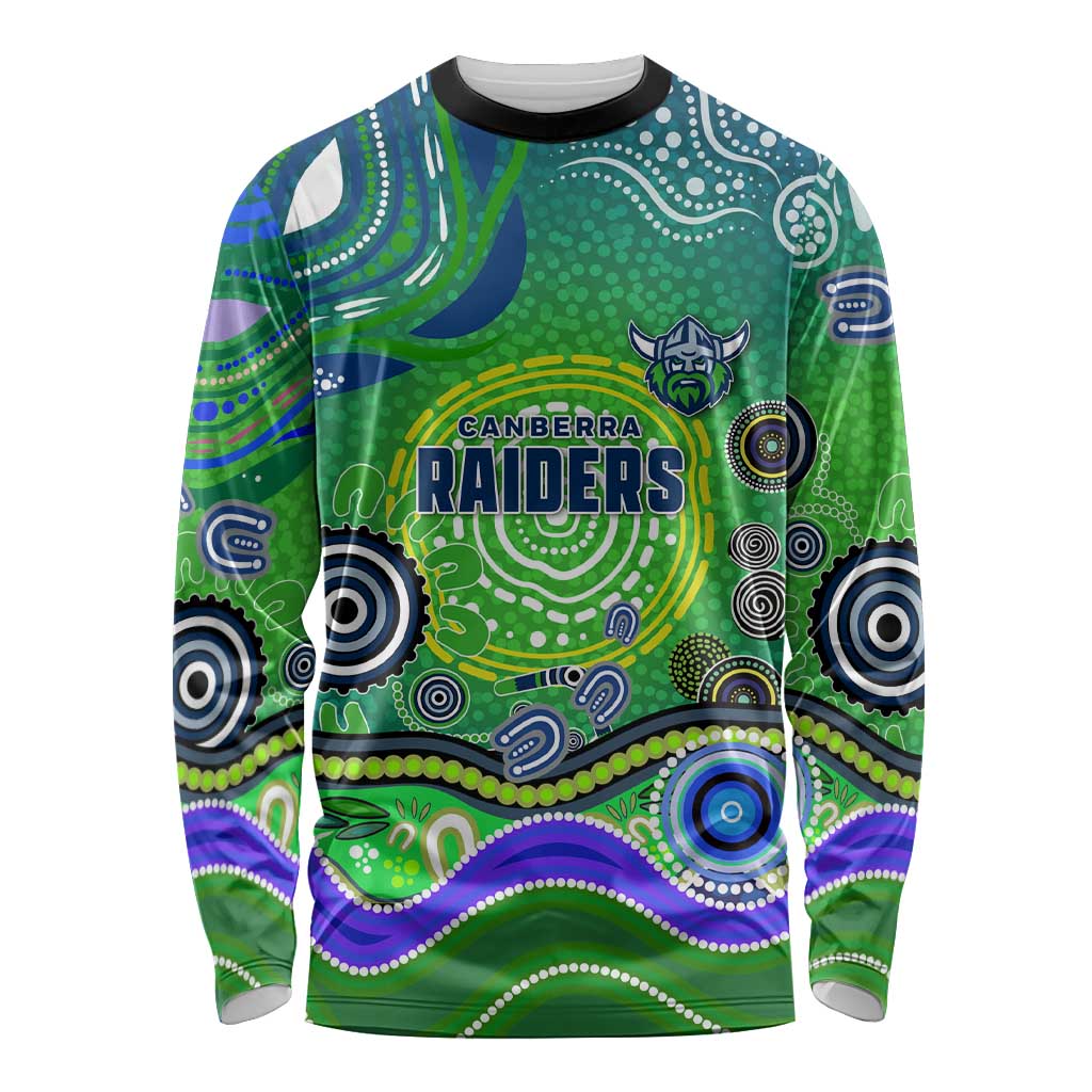 Canberra Raiders Rugby Long Sleeve Shirt Australian Aboriginal Dot Painting Style