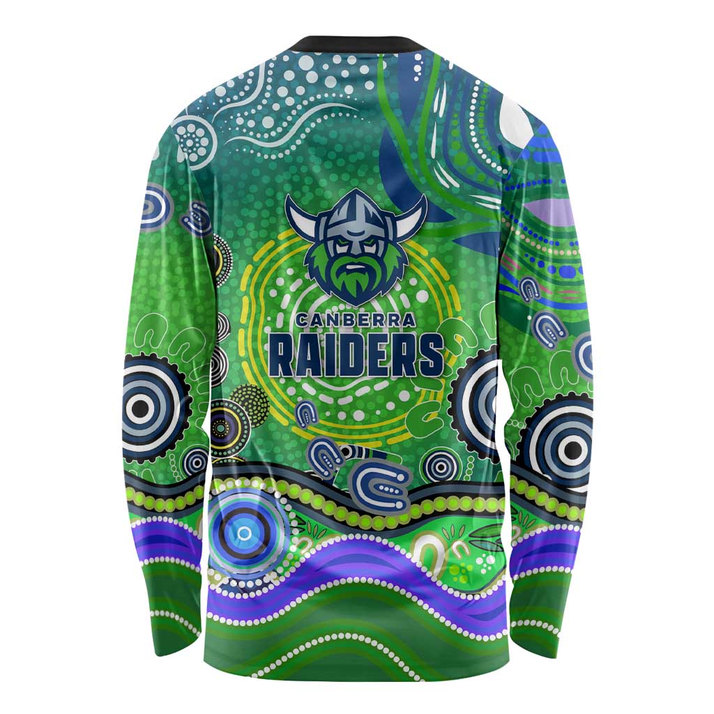 Canberra Raiders Rugby Long Sleeve Shirt Australian Aboriginal Dot Painting Style