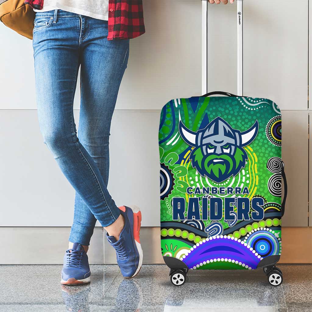 Canberra Raiders Rugby Luggage Cover Australian Aboriginal Dot Painting Style