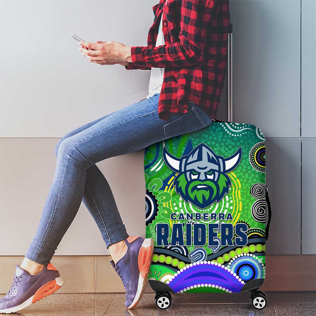 Canberra Raiders Rugby Luggage Cover Australian Aboriginal Dot Painting Style