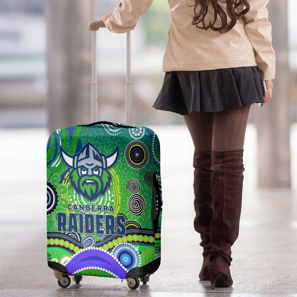 Canberra Raiders Rugby Luggage Cover Australian Aboriginal Dot Painting Style