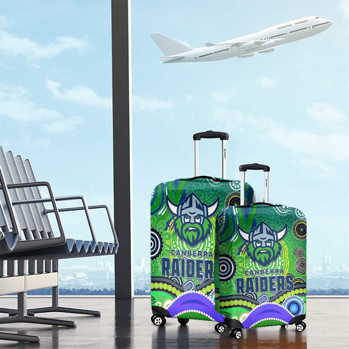 Canberra Raiders Rugby Luggage Cover Australian Aboriginal Dot Painting Style